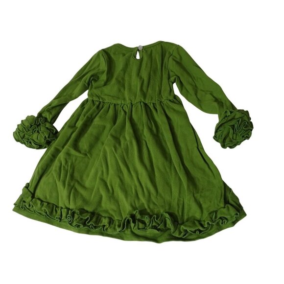 Marie Nicole Green Ruffled Long Sleeve Dress Girls Size 3 Years - Picture 4 of 7
